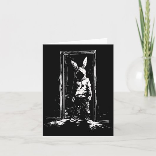 Horror Bunny Mask Man Rabbit Alt Goth Slasher Cree Karte (Vorderseite)