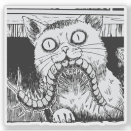 Horror cat anime art aufkleber