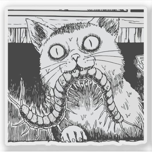 Horror cat anime art aufkleber (Vorderseite)
