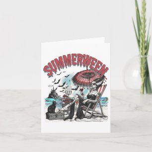 Horror-Charakter Summerween Halloween Vintage Stra Karte