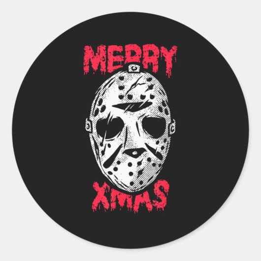 Horror Christmas Merry Xmas Mask  Runder Aufkleber (Vorderseite)