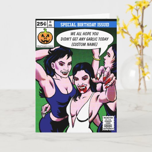 Horror Comic Birthday Karte (Gelbe Blume)