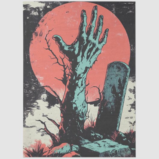 Horror Comic Zombie Graveyard Decoupage Seidenpapier (Vorderseite)