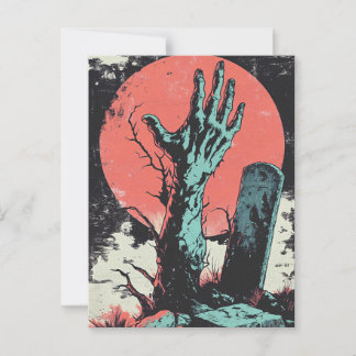Horror Comic Zombie Graveyard Postkarte