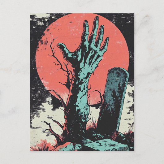 Horror Comic Zombie Graveyard Postkarte (Vorderseite)