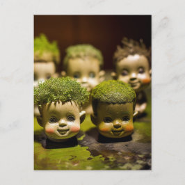 Horror Creepy Dollheads wachsen Moos Postkarte