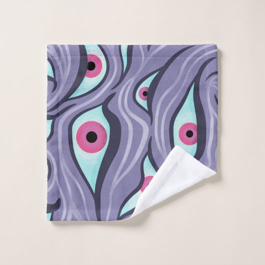 Horror Evil Eyes Lila Pastel Goth Badhandtuch Set (Waschlappen)
