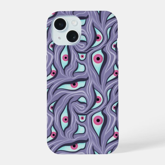 Horror Evil Eyes Lila Pastel Goth Hexe iPhone 15 Hülle (Rückseite)