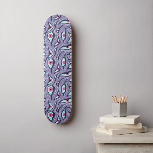 Horror Evil Eyes Lila Pastel Goth Skateboard (Wandkunst)