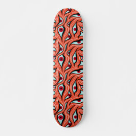 Horror Evil Eyes Muster Red Orange Gothic Skateboard