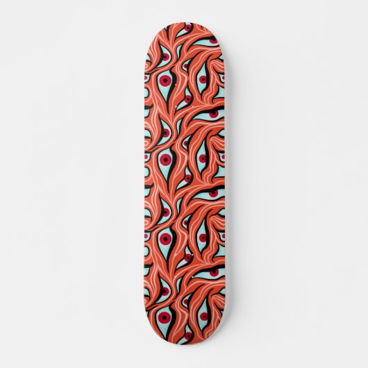 Horror Evil Eyes Muster Red Orange Gothic Skateboard (Vorne)