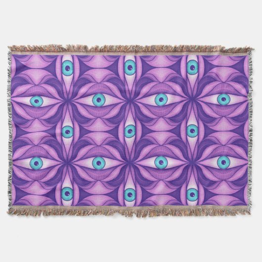 Horror Eye Muster Lila Creepy Witchy Goth Decke (Vorderseite)