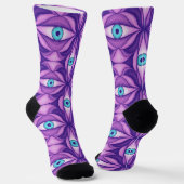 Horror Eye Muster Lila Creepy Witchy Goth Socken (Gewinkelt)