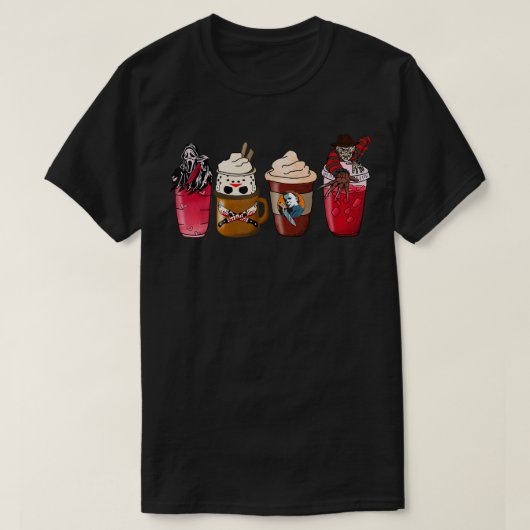 Horror Fall Coffee Pumpkin Spice Latte Iced Autumn T-Shirt (Design vorne)
