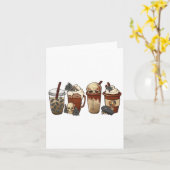 Horror Fall Kaffeepumpkin Gewürz Latte Iced Hallow Karte (Gelbe Blume)