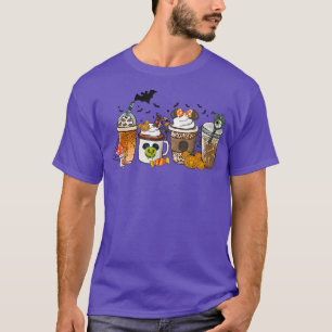 Horror Fall Kaffeepumpkin Latte Warme Herbstalldäm T-Shirt