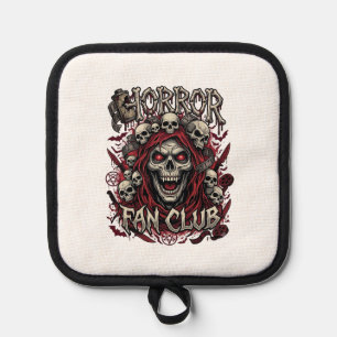Horror Fan Club Halloween Schreiender Schädel Rote Topflappen