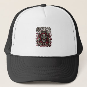 Horror Fan Club Halloween Schreiender Schädel Rote Truckerkappe
