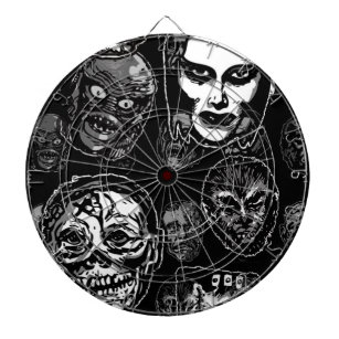Horror-Film-Monster-Masken (b&w) Dartscheibe