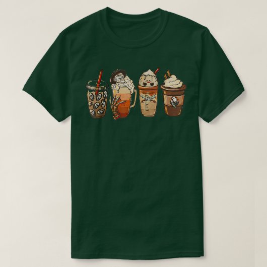 Horror Film und Kaffee Halloween Spooky Saison Co T-Shirt (Design vorne)