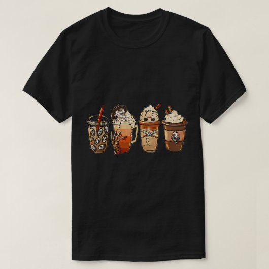 Horror Film und Kaffee Halloween Spooky Saison Co T-Shirt (Design vorne)