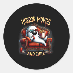 Horror-Filme und Chill Spooky Halloween-Geistermov Runder Aufkleber