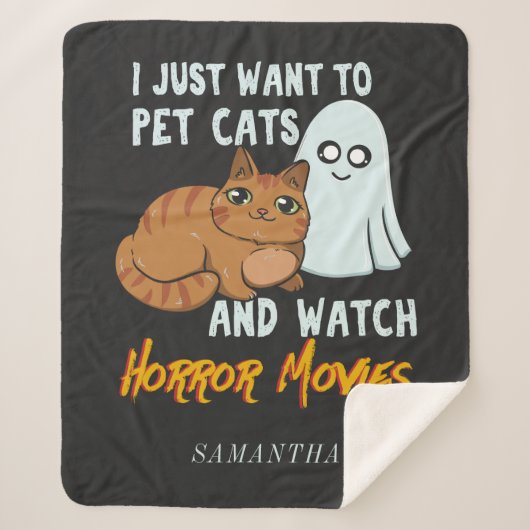 Horror Filme und Hauskatzen Halloween Sherpadecke (Vorderseite)