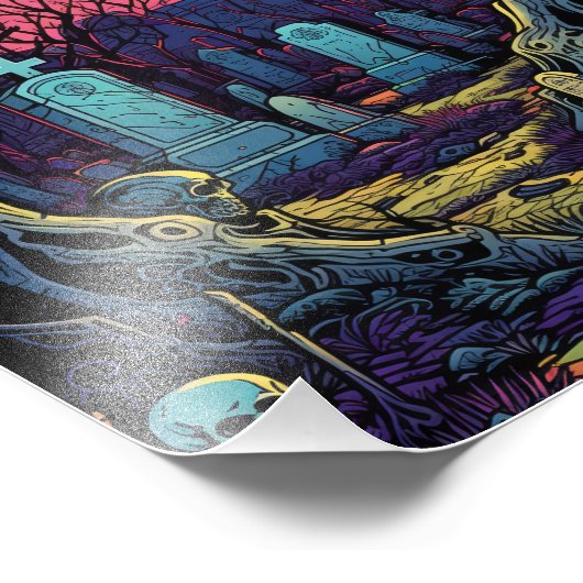 Horror Friedhof Fotodruck (Ecke)