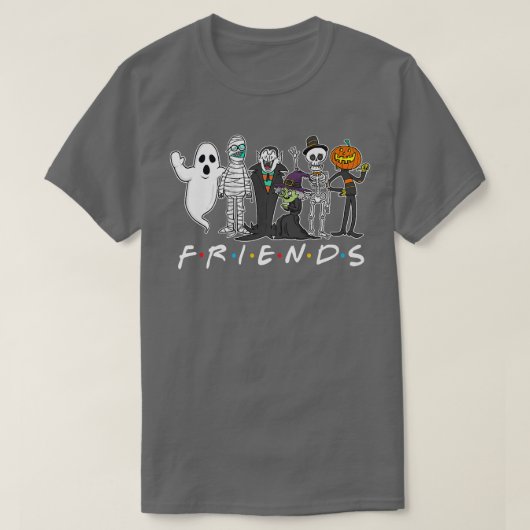 Horror Friends Skeleton Zombie Pumpkin Mummy Hallo T-Shirt (Design vorne)