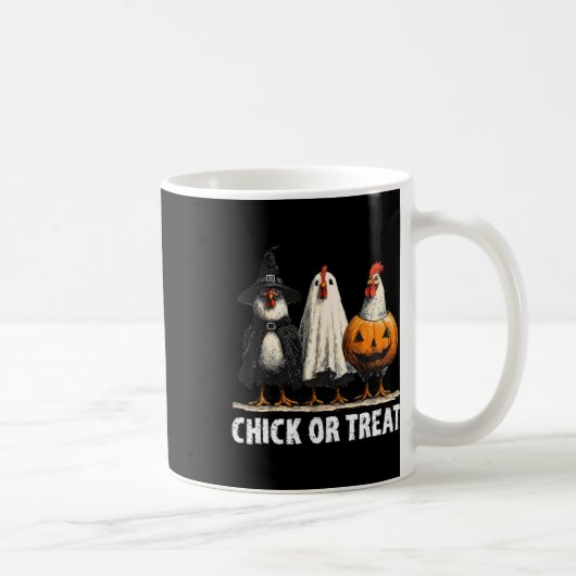Horror Funny Chick oder Leckerei Hühner Geist Hexe Kaffeetasse (Rechts)