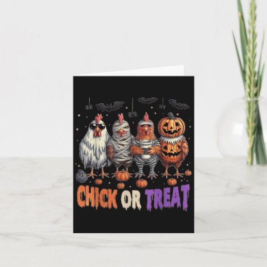 Horror Funny Chick oder Leckerei Hühner Geist Hexe Karte (Vorderseite)