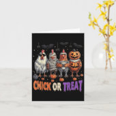 Horror Funny Chick oder Leckerei Hühner Geist Hexe Karte (Gelbe Blume)