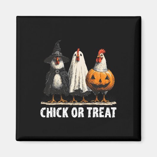 Horror Funny Chick oder Leckerei Hühner Geist Hexe Magnet (Vorne)