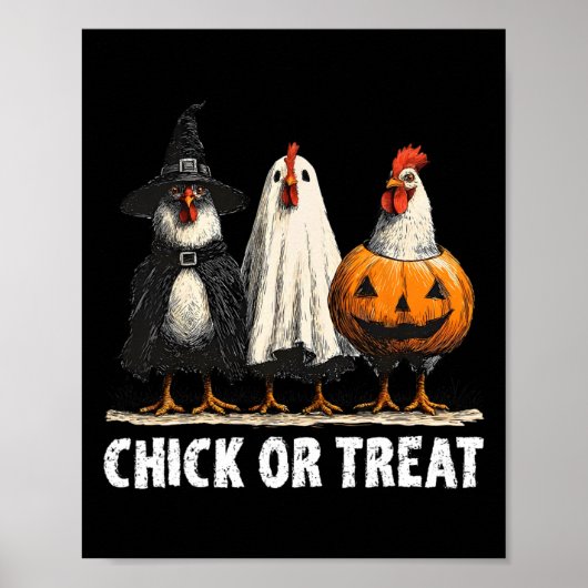 Horror Funny Chick oder Leckerei Hühner Geist Hexe Poster (Vorne)