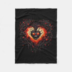 Horror Ghost Red Heart Skull Creepween Fleecedecke