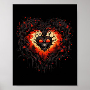 Horror Ghost Red Heart Skull Creepween Poster