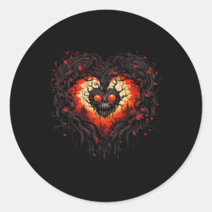 Horror Ghost Red Heart Skull Creepween Runder Aufkleber