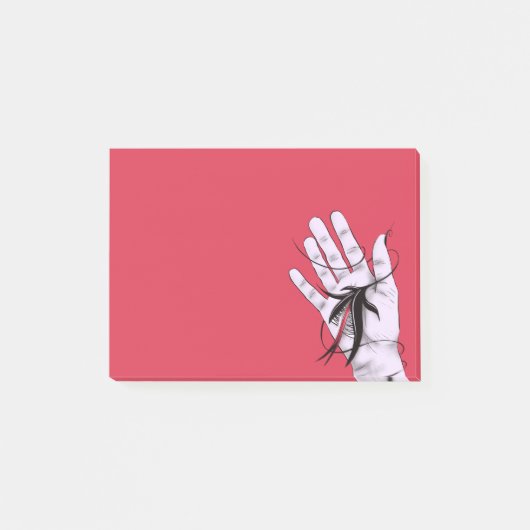 Horror Gothic Hand Biting Blume Monster Macab Art Post-it Klebezettel (Vorderseite)