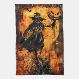 Horror Halloween Kürbislaterne Spooky Jahreszeit Geschirrtuch
