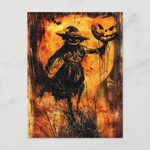 Horror Halloween Kürbislaterne Spooky Jahreszeit Postkarte