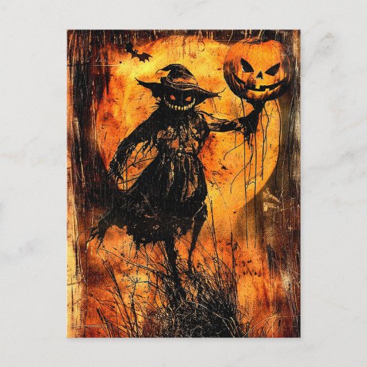 Horror Halloween Kürbislaterne Spooky Jahreszeit Postkarte (Vorderseite)