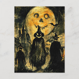 Horror Halloween Kürbislaterne Spooky Jahreszeit Postkarte