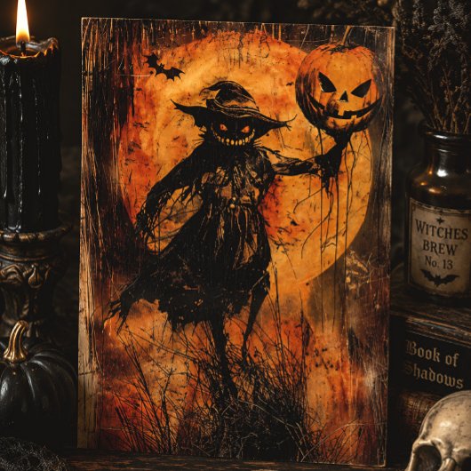 Horror Halloween Kürbislaterne Spooky Jahreszeit Postkarte