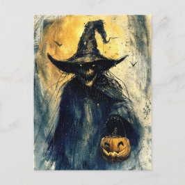 Horror Halloween Kürbislaterne Spooky Jahreszeit Postkarte