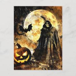 Horror Halloween Kürbislaterne Spooky Jahreszeit Postkarte