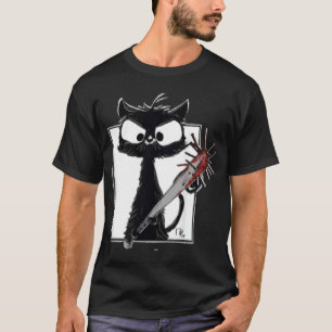 Horror Halloween-Party Blut Spritzer Messer Schwar T-Shirt