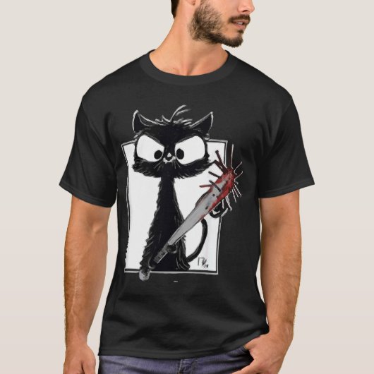 Horror Halloween-Party Blut Spritzer Messer Schwar T-Shirt (Vorderseite)