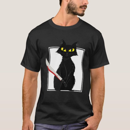 Horror Halloween-Party Blut Spritzer Messer Schwar T-Shirt (Vorderseite)