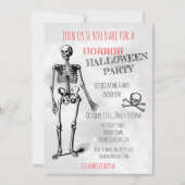 Horror Halloween Skeleton Skull Gray Kostüm Party Einladung (Vorderseite)
