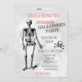 Horror Halloween Skeleton Skull Gray Kostüm Party Einladung (Vorne/Hinten)
